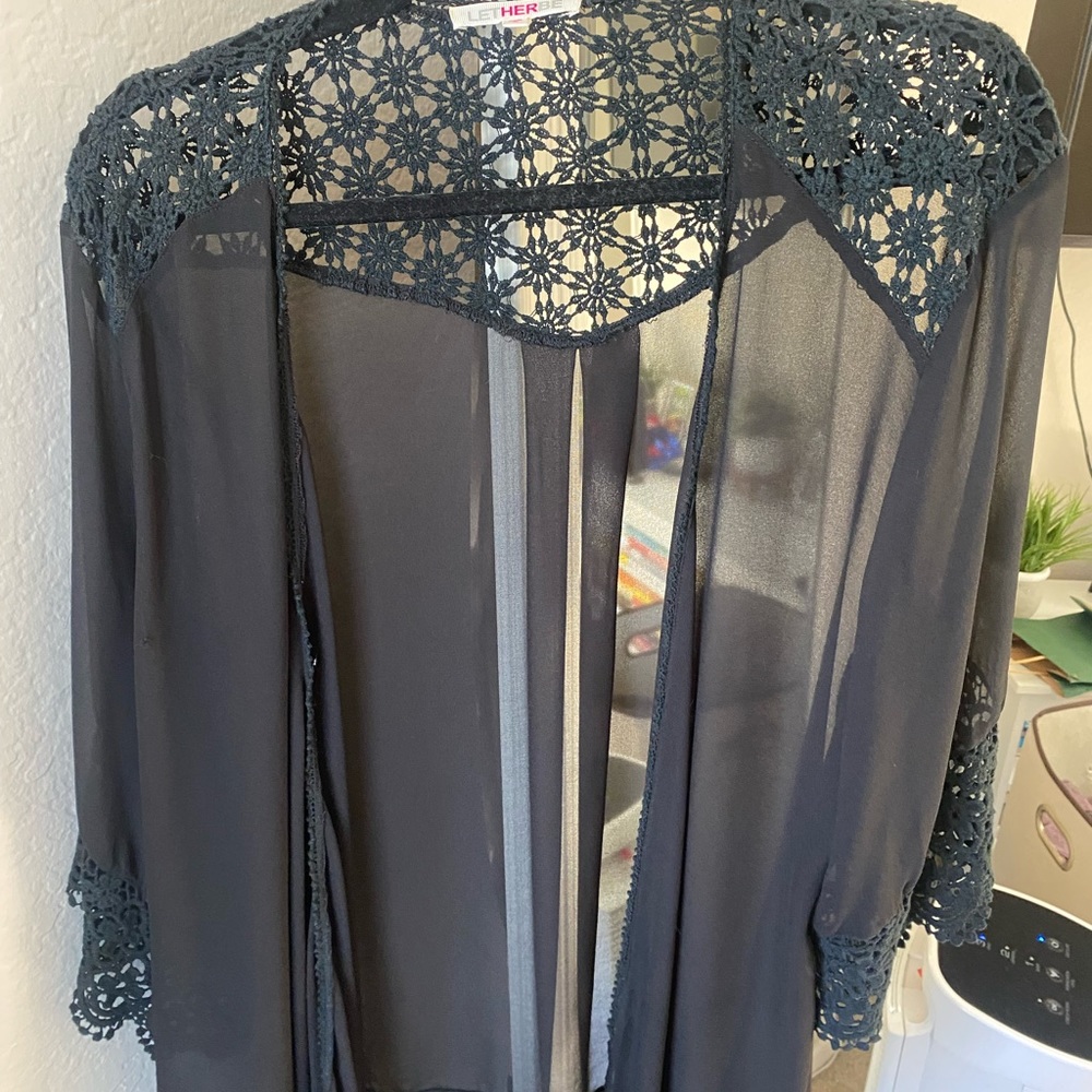 Black thin lace cardigan